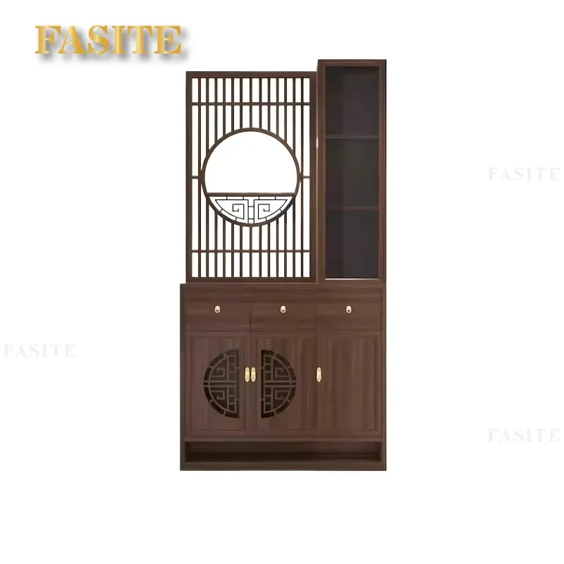 For New Chinese Style Solid Wood Screen Cabinet Partition Entrance Hall Living Room Porch Dining Room Shielding Rack with