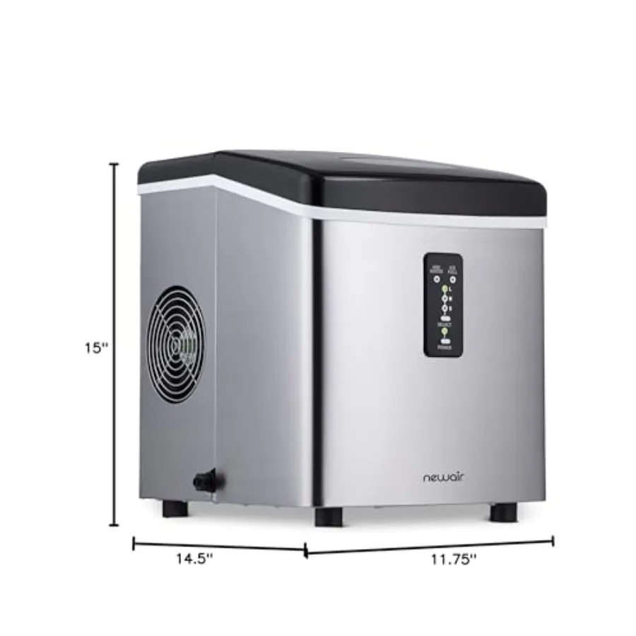 Countertop Ice Maker Portable Bullet Ice Machine Produces 28 lbs Daily 3 Ice Sizes in Minutes Compact Stainless Steel Design wi