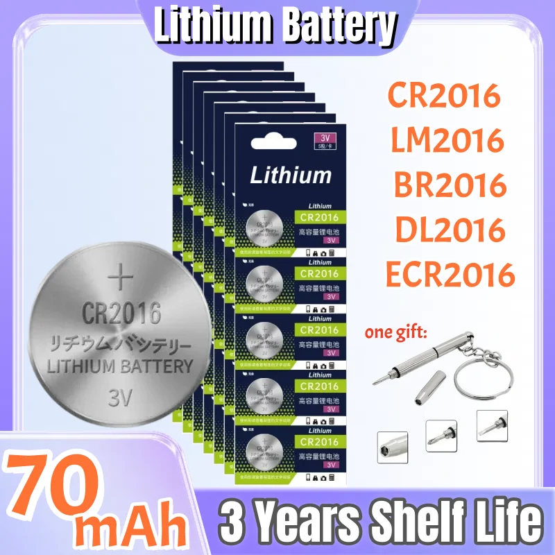 5-100pcs CR2016 DL2016 Lithium Button Cell Battery BR2016 DL2016 LM2016 3V Coin Cell Watch Batteries for Toys Clock Remote Pilas