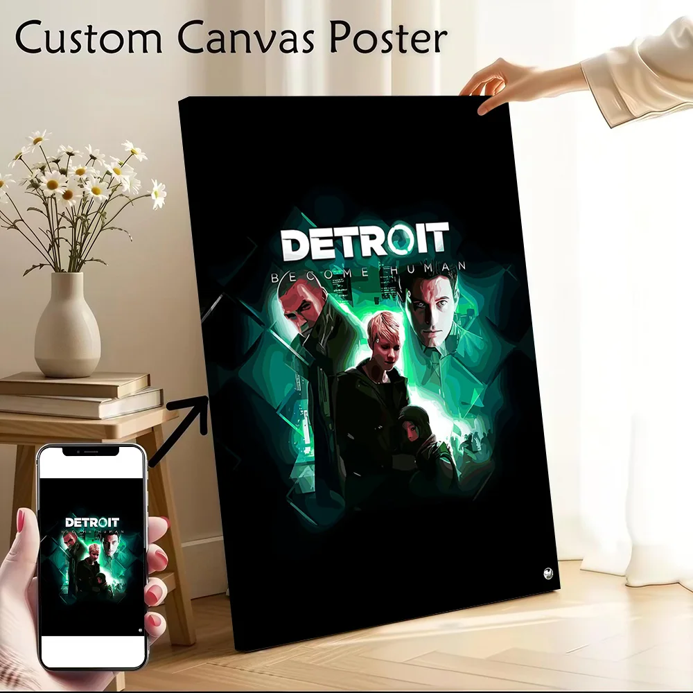 Detroit: Become Human Canvas Poster Wall Art Customizable High Quality Printed Picture for Bathroom Decor Living Room Painting
