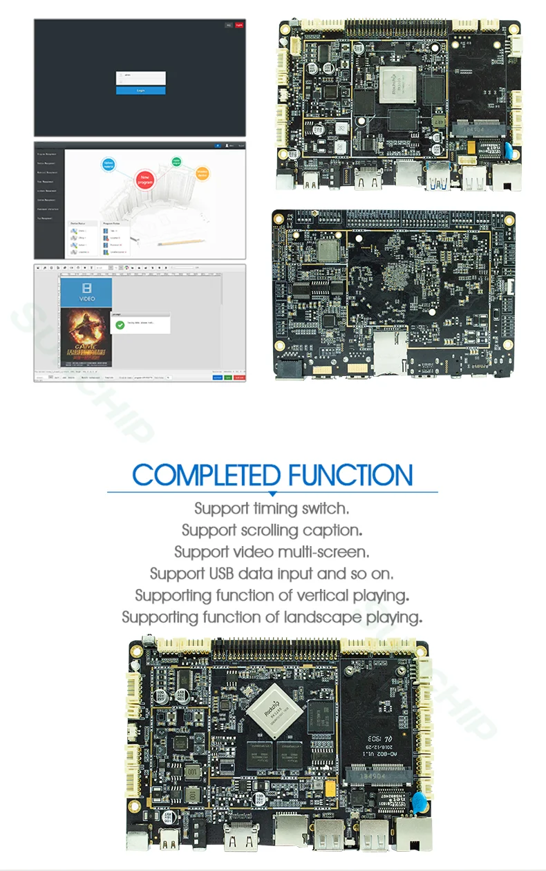 Android 8.0 Embedded System Moederbord EDP LVDS MIPI RJ45 Ethernet Gravity Sensing Board