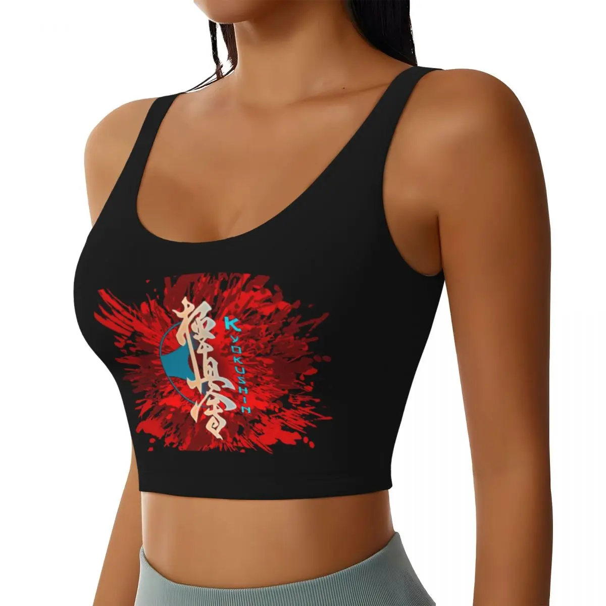 Custom Kyokushin Karate Burst Workout Crop Tank Tops Women Seamless Martial Arts Yoga Running Sports Bras