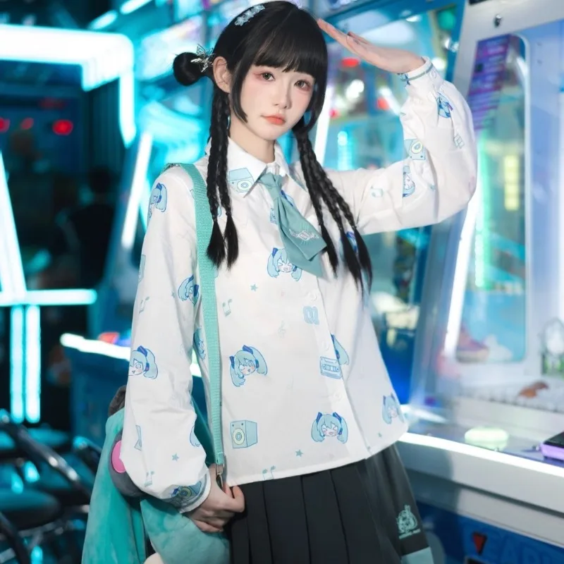 Hatsune Miku Shirt Long Sleeve Cartoon Hatsune Miku Loose Fit Top Full Print Everyday Versatile Holiday Gifts for Girls - Image 6