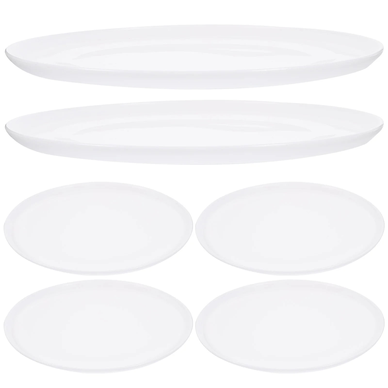 

6 Pcs White Large Round Plastic Flower Pot Trays Durable Anti Wear Plant Saucers Catch Water Use