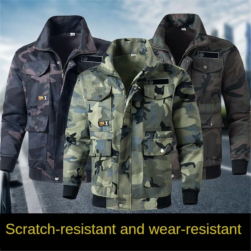 Spring And Autumn Camouflage Work Clothes Set For Men\'s Artificial Ground Labor Protection Clothing Outdoor Leisure Work Clothes