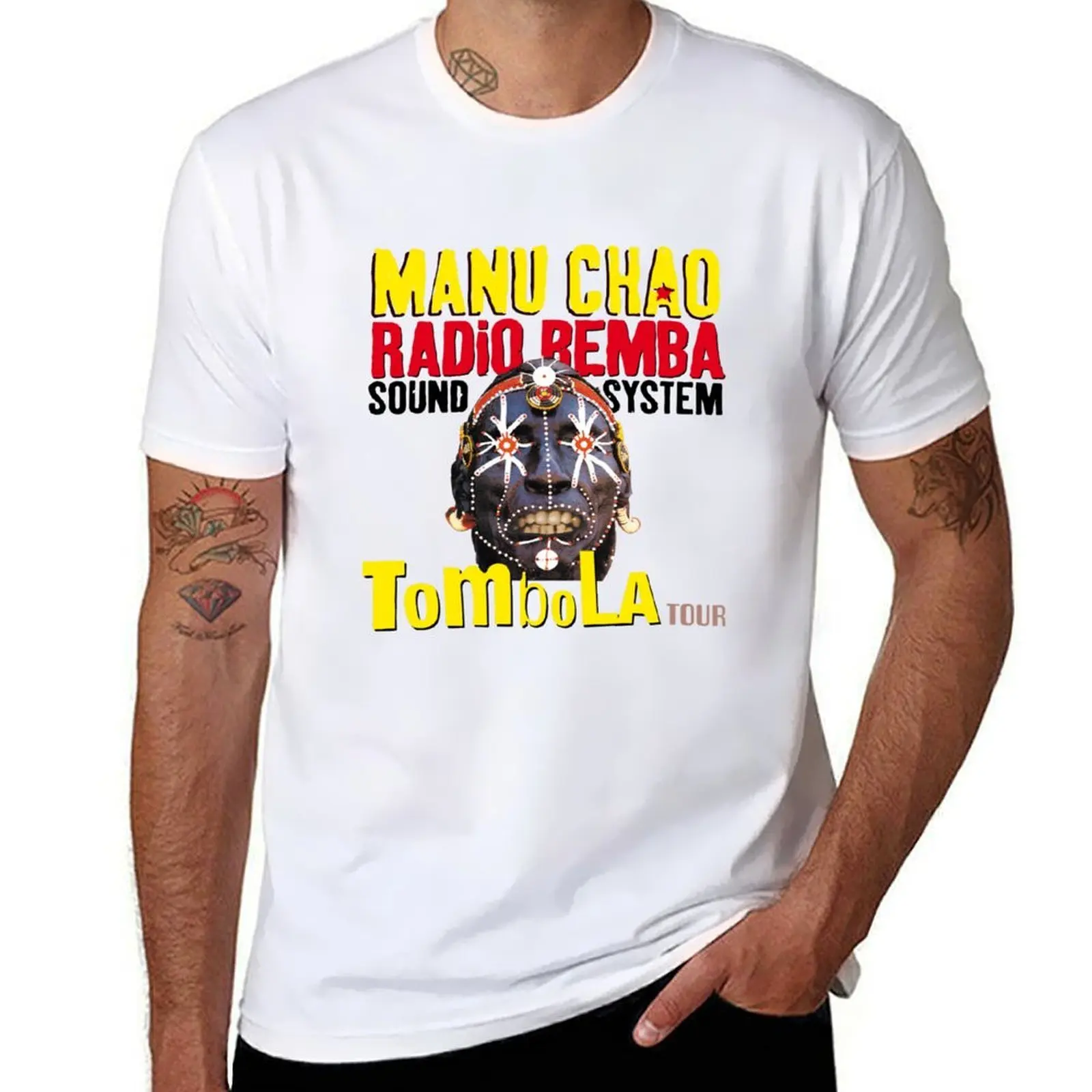 Camiseta Tombola Tour Manu Chao Radio Bemba Sound System, camiseta informal con estampado de estilo retro
