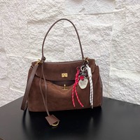 2024 Autumn/winter Frosted Leather Tote Bag with Lock Buckle Underarm Bag Single Shoulder Crossbody Bag