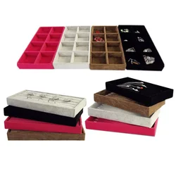 Velvet Jewelry Box Diamond Ring Bar Tray Chain Earring Cufflink Pendant Beads Organizer Holder Bague Bijoux Jewelry Display Box