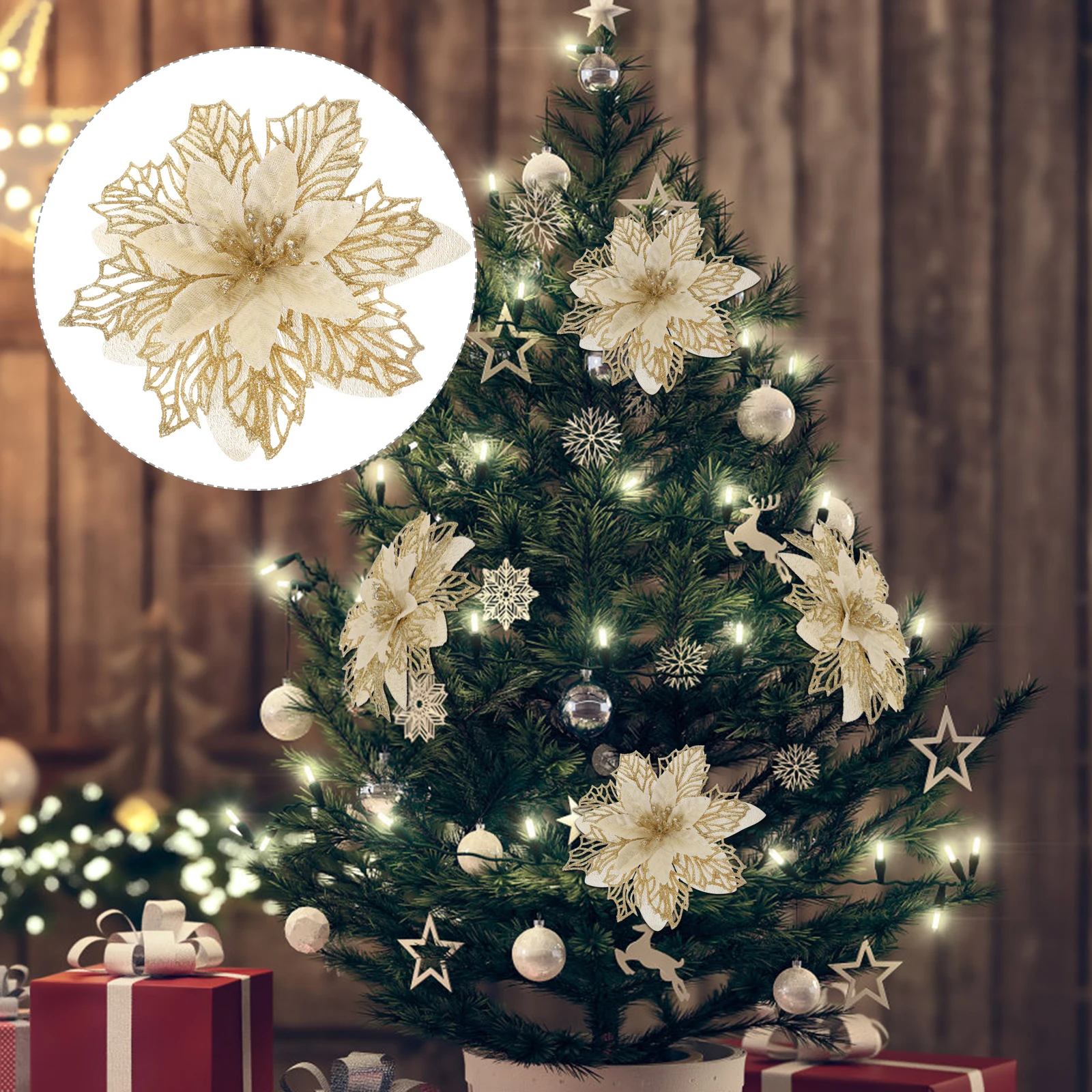 

6 Pcs Artificial Christmas Simulated Flowers Decorations Decorative Edging for Tree