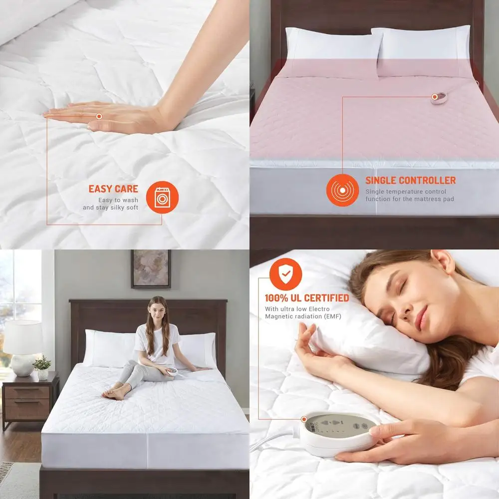 

Белый наматрасник с электрическим подогревом Twin XL, с зональным подогревом и автоматическим отключением, подходит для матрасов до 15 лет, 39x80