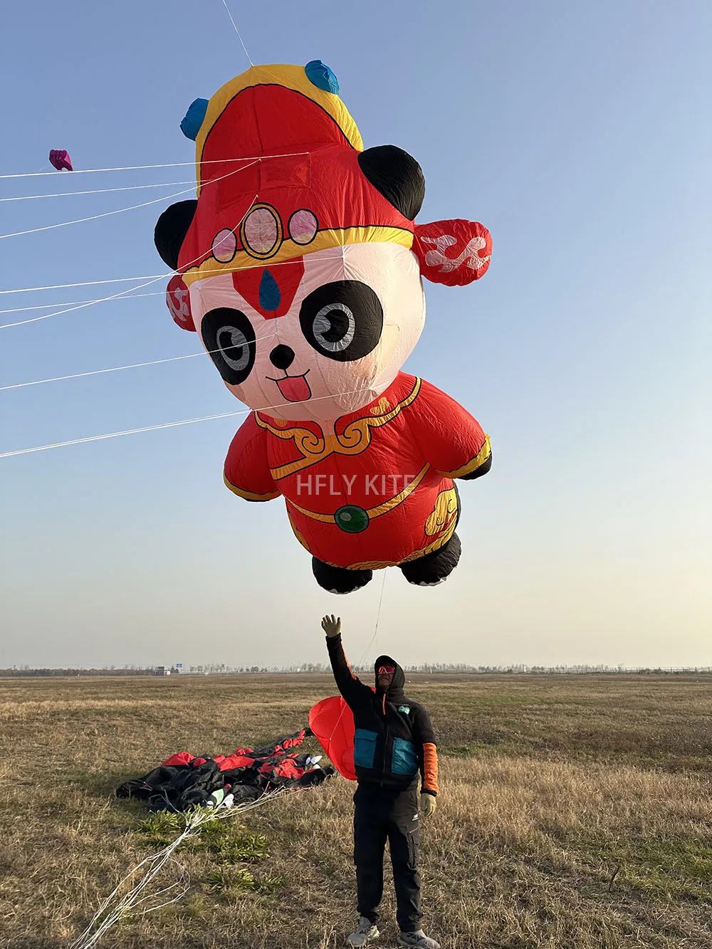 HFLY Nuovo Arrivo Morbido Gonfiabile 3.5m/5m Cartoon Panda Aquilone Linea Lavanderia per Adulti di Alta Qualità 40D Nylon Mostra Aquilone pendente