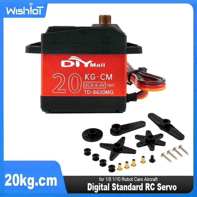 20kg.cm Digital Padrão RC Servo DC6-8.4V Metal Gear Alto Torque 180/270/360 °   Servo motor RC para aeronaves de carros robôs 1/8 1/10