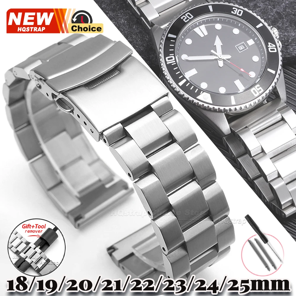 18/19/20/21/23/24/25mm 22mm Luxury Stainless Steel Watch Band Men Business Strap Universal Straps for Seiko Bracelet for Rolex
