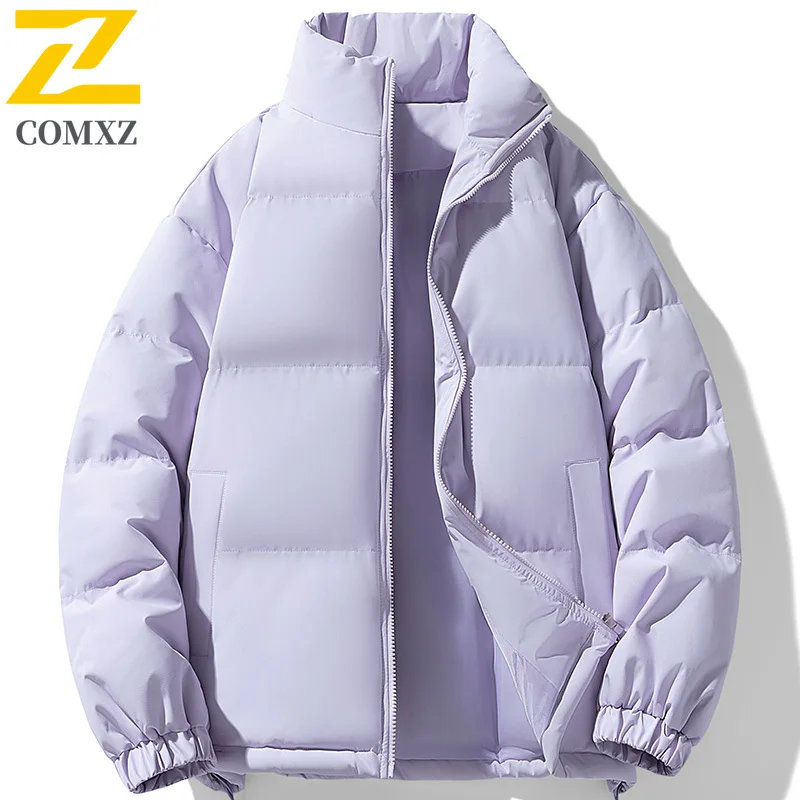 Men Cotton Jacket 2025 Winter Fashion Warm Puffer Windproof Outerwear Casual Streetwear Style Cold Weather Daily Outfits Coat