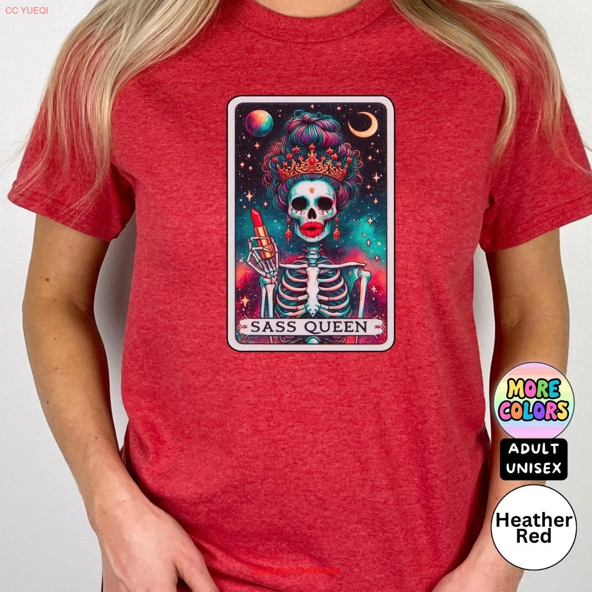 The Sass Queen Skeleton Tarot Card Colorful Funny Celestial T Shirt Astrology Witchcraft Mystical for Her Adult