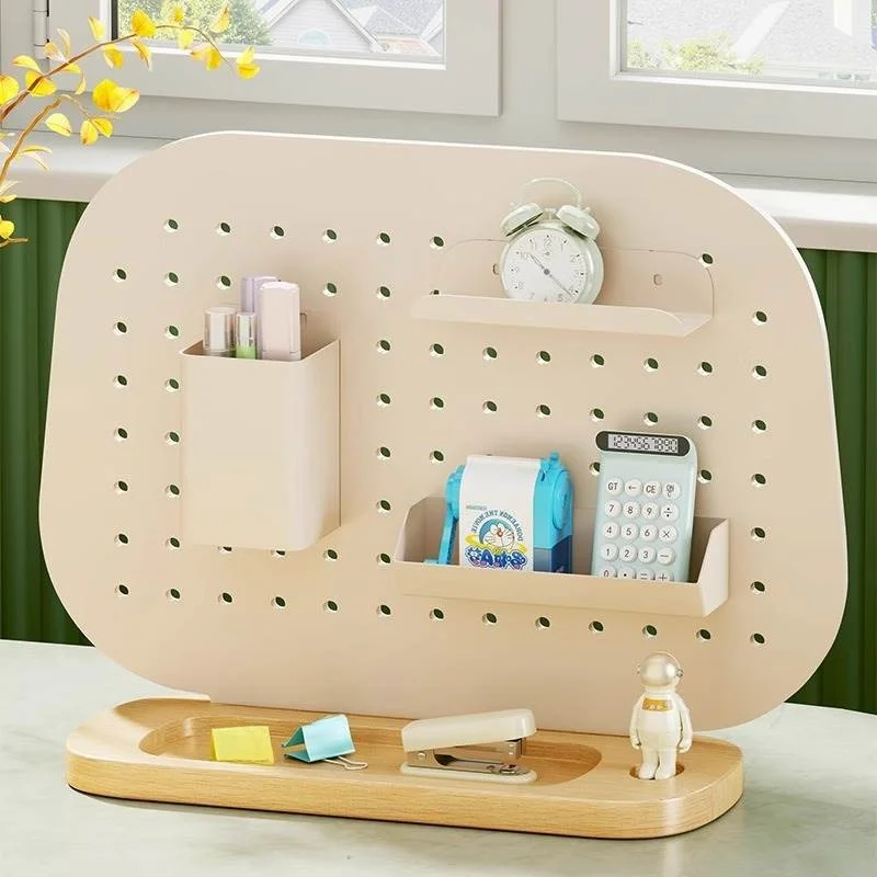 

Vertical Desktop Hole Board Organizer No Drilling Children's Study Desk Office Desk Storage Solution Wood Material
