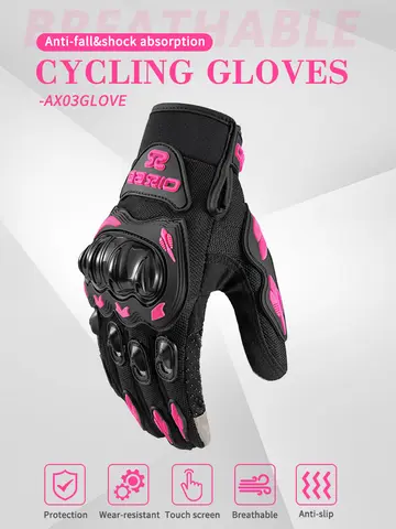 Lady's Pink Black Motorcycle Gloves Women Summer Mesh Breathable Motocross Motorbike Moto Racing Gloves Touch Screen Gloves Men