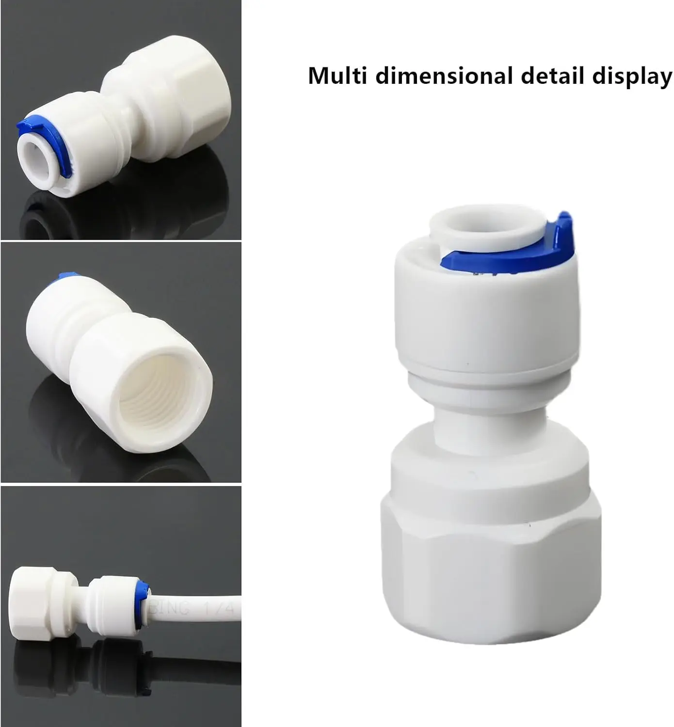 1/4 Inch Female Thread x 1/4 Inch OD Push In Quick Connect Fitting for RO Water Purifier Tubing
