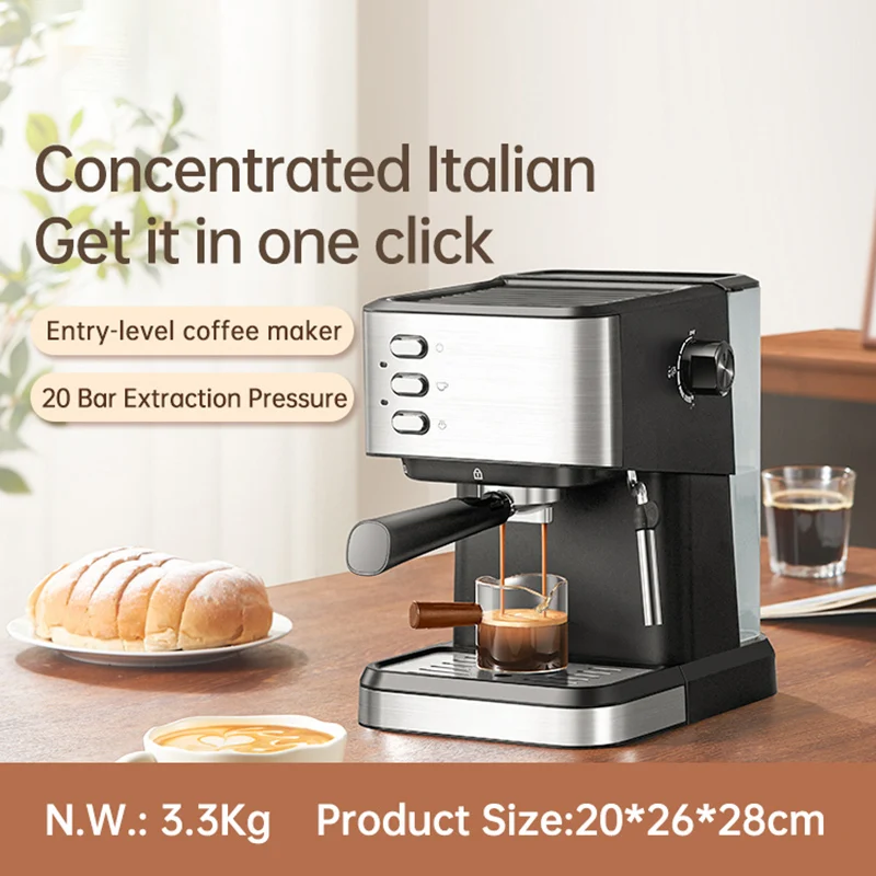 

Italian semi-automatic coffee machine, steamed milk espresso machine, one-piece milk frother latte