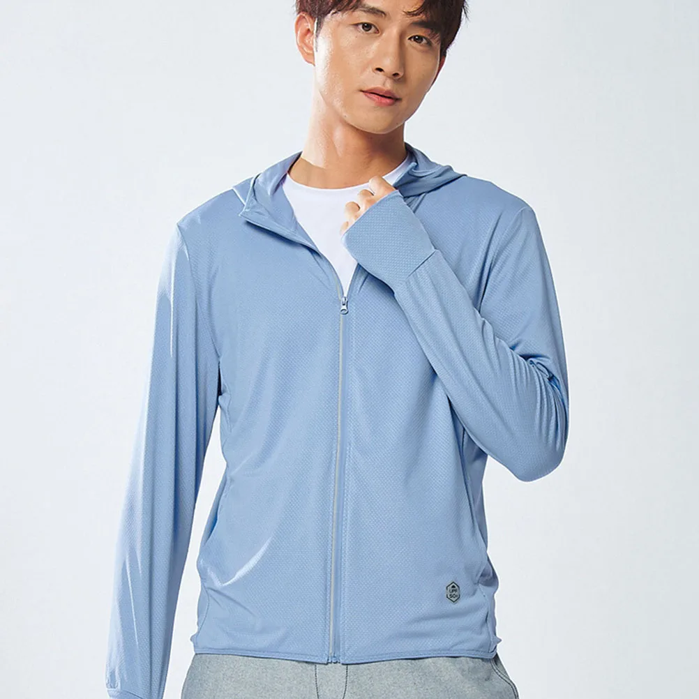 

Sun Protection Men Long Sleeve UPF50+ Hooded Shirt Polyester Fiber Loose Fit UV Hooded Sun Protection Clothes Clothes XXL