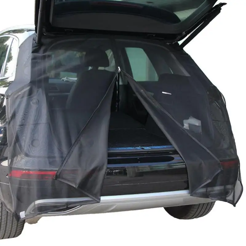 NEW SUV Trunk Tailgate Mosquito Net Car Tailgate Sunshade With Two-way Zipper Breathable Insect-proof UV-proof SUV Trunk Curtain