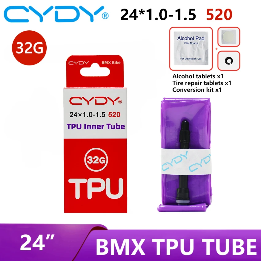 32G CYDY Bike TPU Inner Tube Camera 24” 520 24x1.0 1.25 1.35 1.4 1.5 Inch Presta Valve 45mm BMX Bicycle Tire Pneu Cycling Tyre
