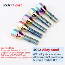 16/20Pieces Car Alloy Wheel Bolts Nuts Screws BMW-E90/E60/E39/F10/F20/E46 Thread length 28/35/40/45mm M12x1.5