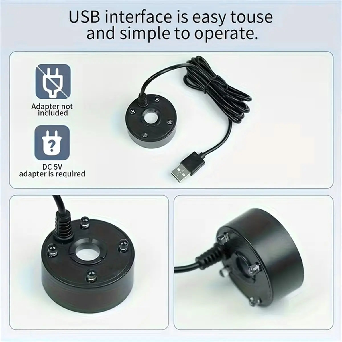 【MUST-HAVE LIST】 2PC 5V USB Mist Maker Fogger Nebulizer Water Fountain Fish Tank Pond Atomizer Head with 4 LED Colorful Lights