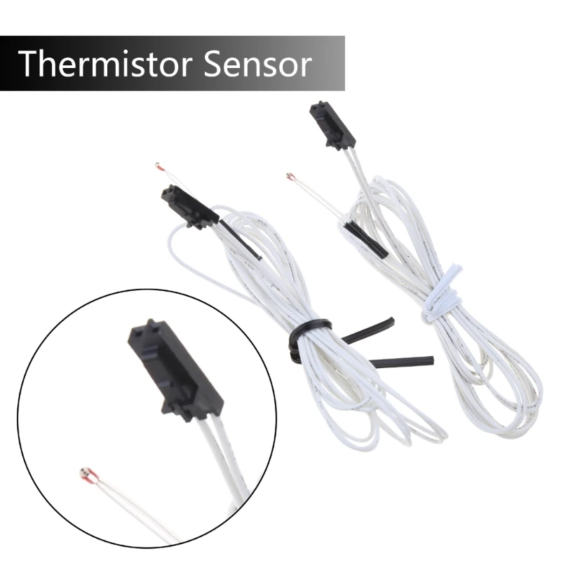 2Pcs 3D Printers NTC100K Thermistor Temps Sensor, Hotend Quick Replacement Part with 1m Cable and 2Pin Connectors