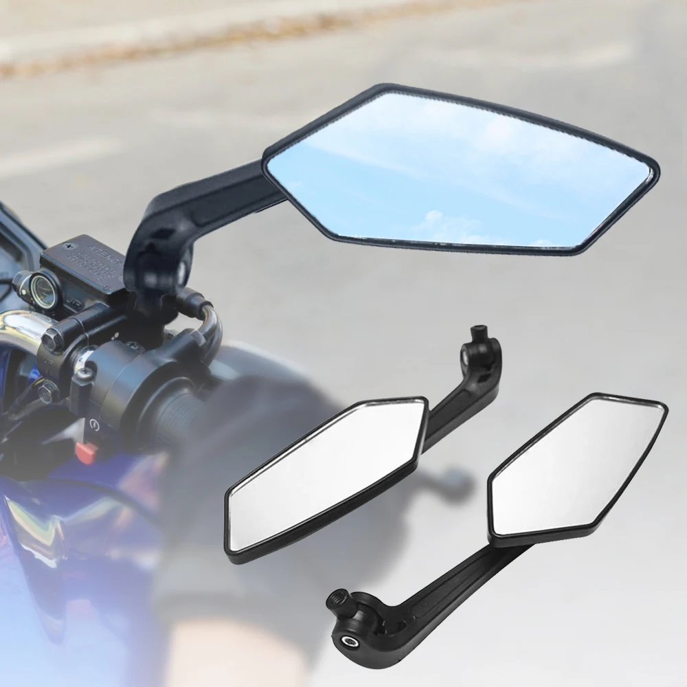 2Pcs Motorcycle Rearview Mirror Scooter E-Bike Rearview Mirrors Electrombile Back Side Convex Mirror 8mm 10mm Carbon Fiber