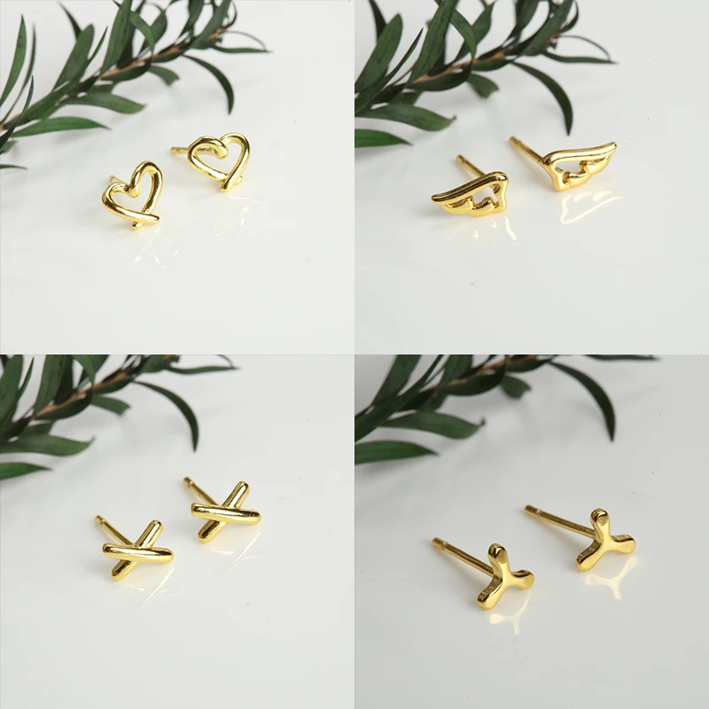 New Heart Stud Earrings for Women Gold Color Mini Cartilage Helix Tragus Ear Pierc Jewelry Gifts Small Cute Women Jewellery