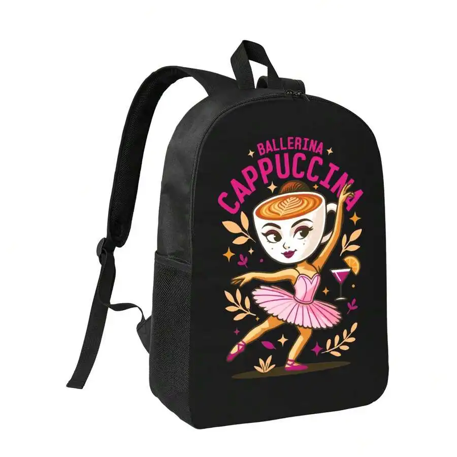 

Casual Waterproof Backpack With Ballerina Cappuccina Print Large Capacity Computer Bag For Adults