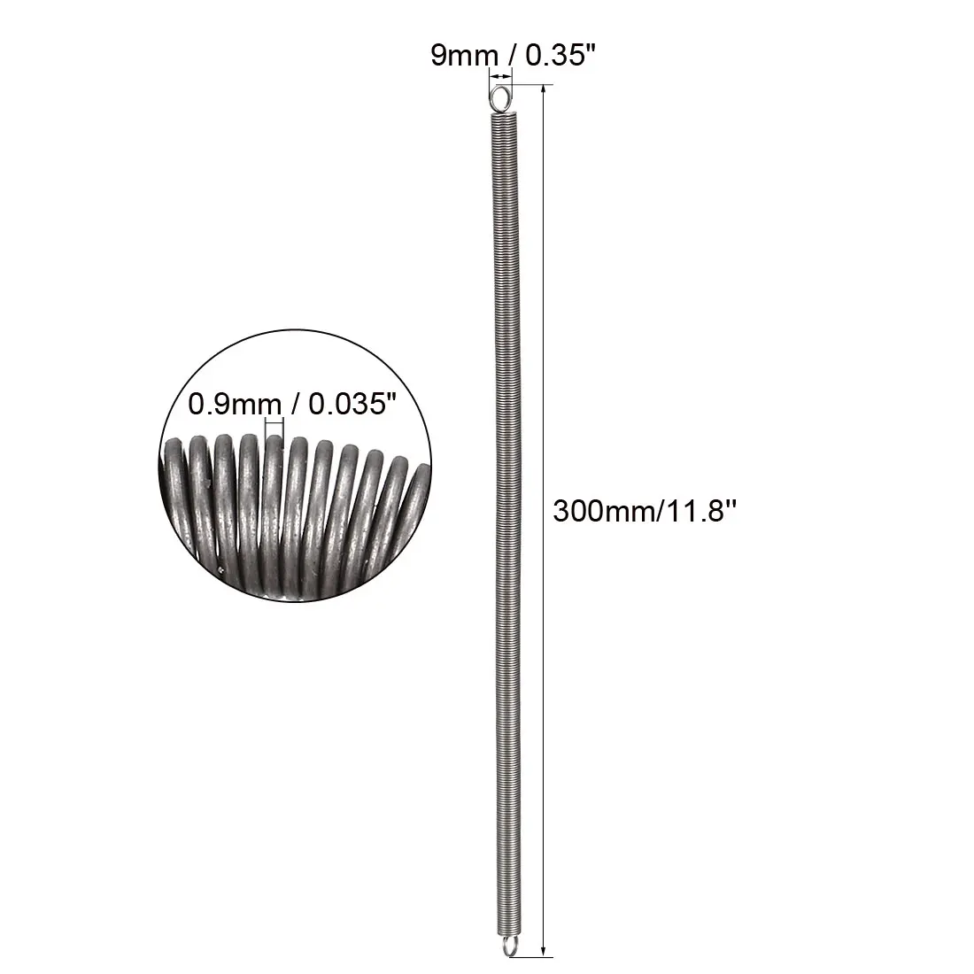 1/2Pcs Extension Spring 0.3mm-0.9mm Wire Diameter 3mm-10mm OD 300mm Free Length Spring Steel Small Dual Hook Coil Tension Spring image 3