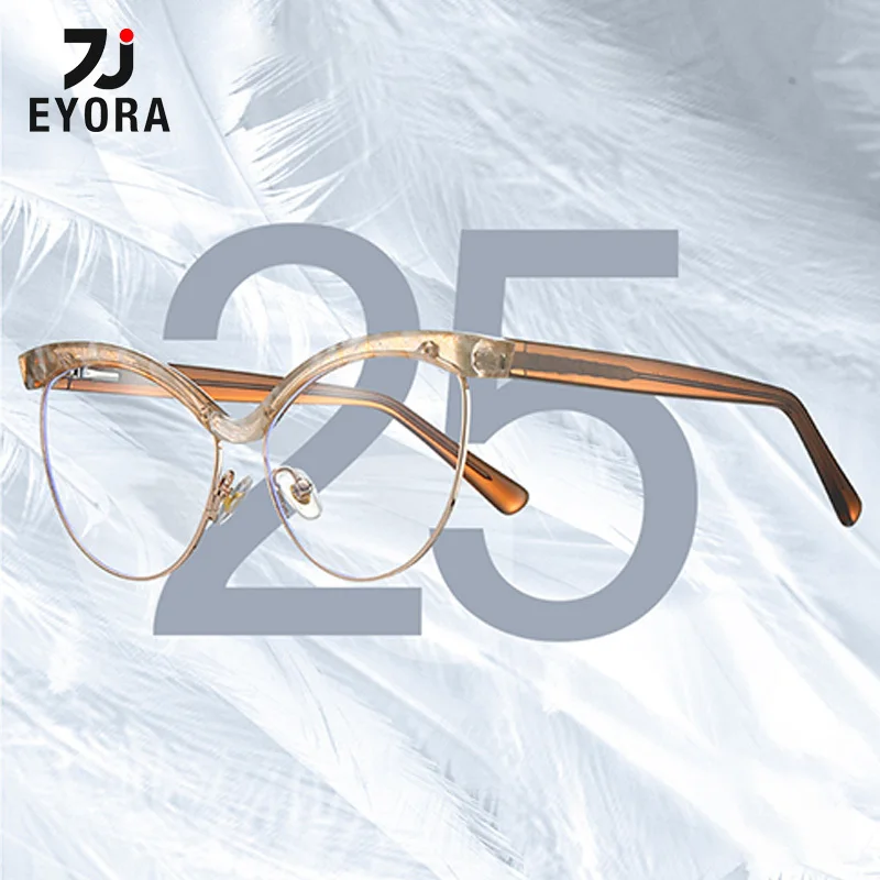 

EYORA Currents Cat Eye Fashion TR90 Women Reading Glasses Anti Blue Light Myopia Eyewear Photochromic Prescription Eyewear Lens