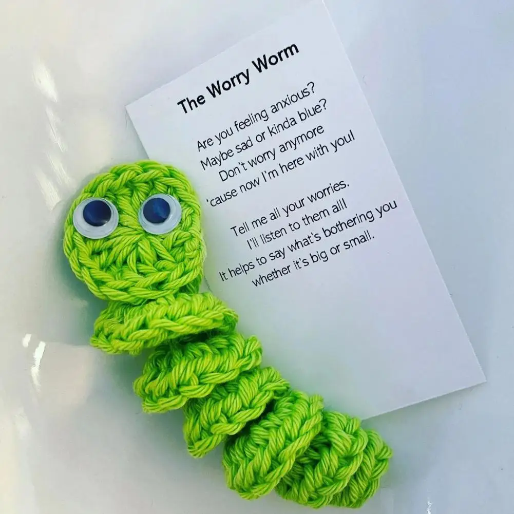 Worm Knitted Doll Funny Positivity Worms Handmade Crochet Worm Doll Set per supporto emotivo sollievo dallo Stress messaggio positivo