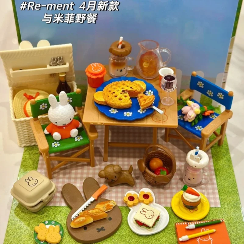 

Оригинальный набор Re-Ment из 8 предметов: серия Miffy Natural Kitchen, миниатюрные игрушки-модели для детской комнаты, пикника и магазина сладостей Miffy, украшения