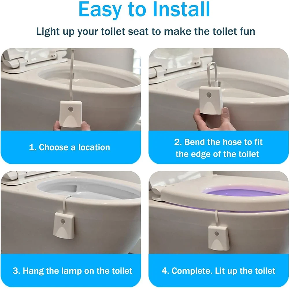 ห้องน้ํา Light Motion Sensor 16 สีเปลี่ยน LED Night Light Star Projection Light ชาร์จห้องน้ําชามไฟ LED ของขวัญ