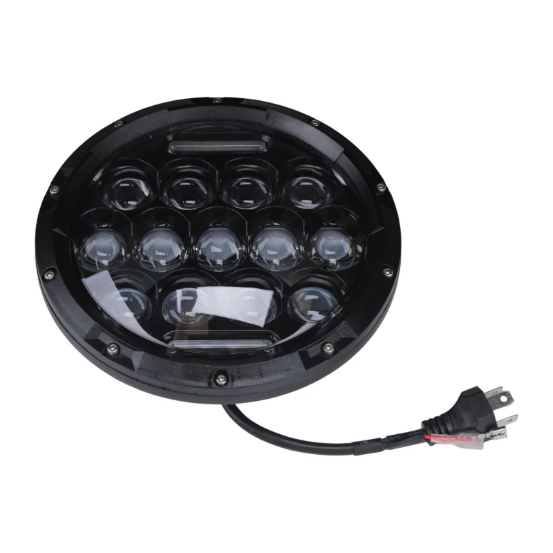 7 Inch Round LED Work Light, Vehicle LED Work Light with 12 V Input and 75 W Power, Selectable White or White-and-Yellow Light