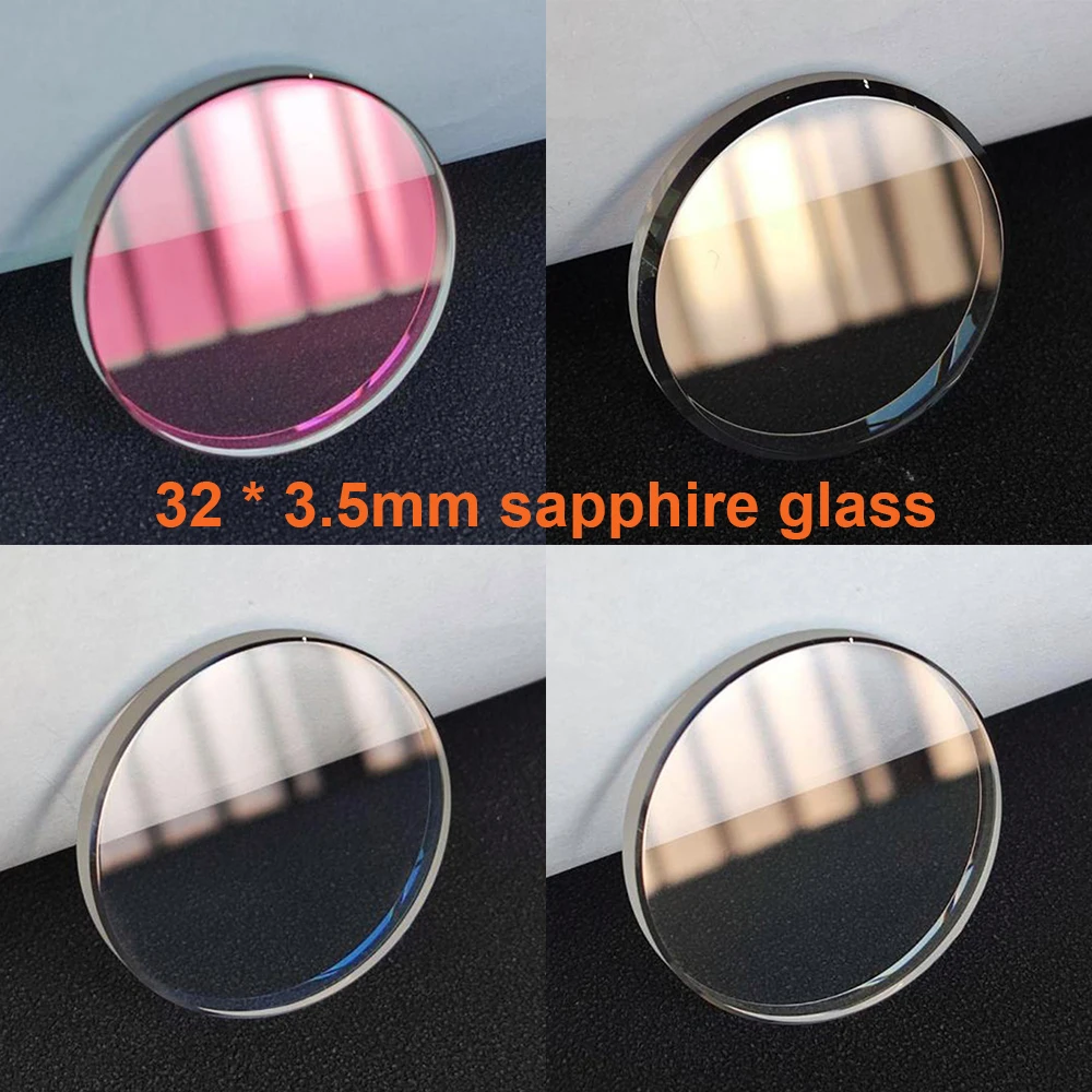 

32*3,5 мм плоское сапфировое стекло, маленькая фаска, антибликовое покрытие, стекло для часов, детали для часов, подходят для SKX007 SRPD51K1