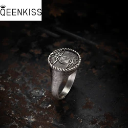 QEENKISS 925 Sterling Silver Vintage Life Tree Ring for Men Fine Jewelry Birthday Wedding Party Boyfriend Father Gifts RG6984