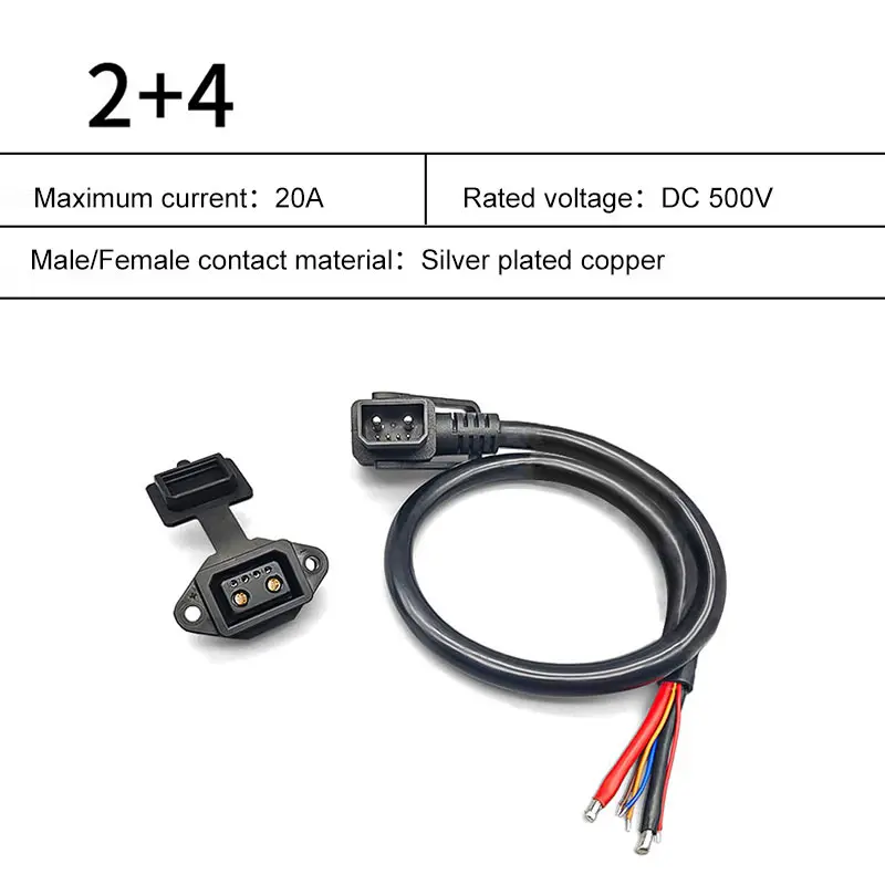 Robot Battery Charging Plug with Signal Line 2+4 Electric Vehicle Lithium Battery E-bike Charging Cable Connector Male Female