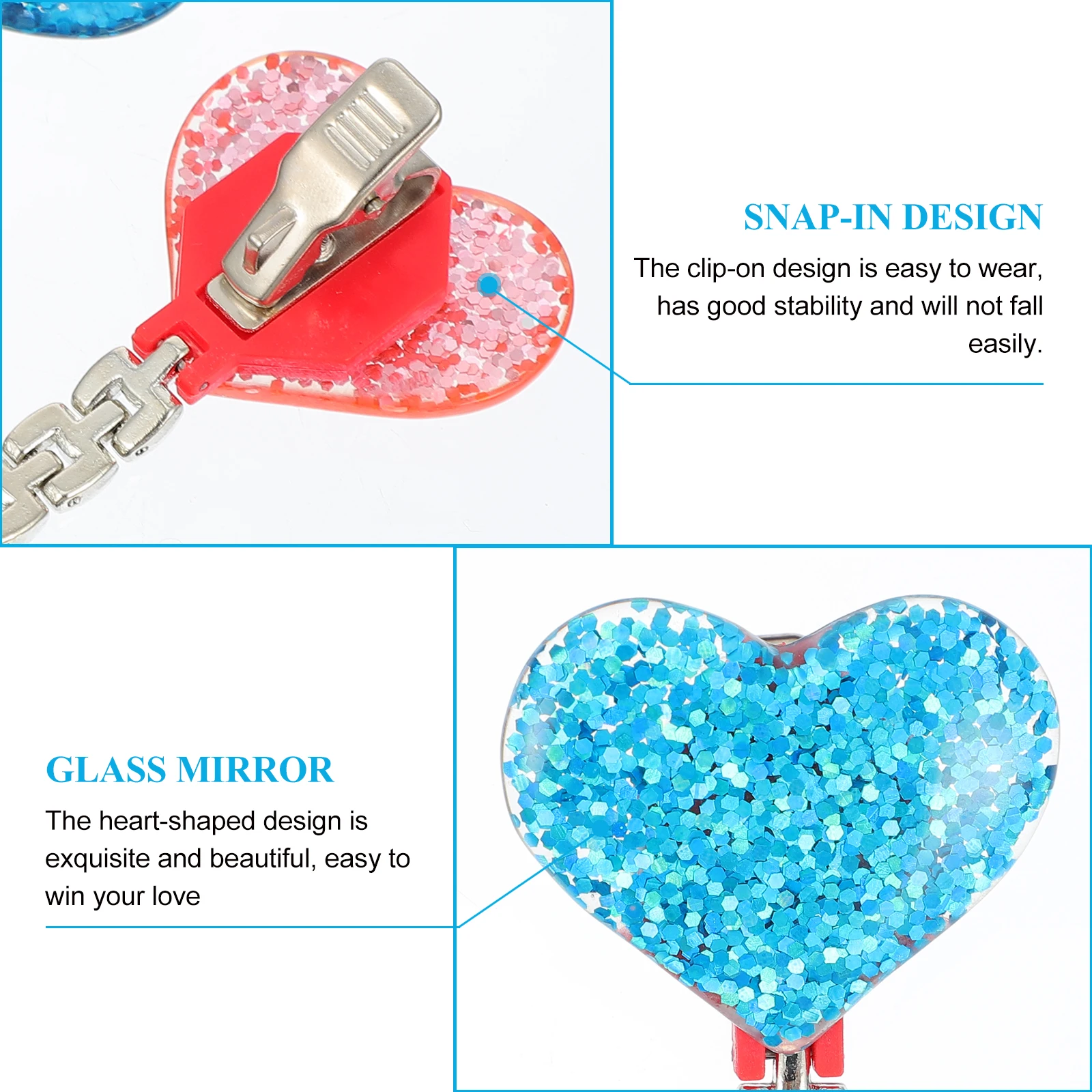 

2 Pcs Heart-shaped Crystal Hanging Table Nurse Special Watch Nursing Accessories for Women Love Pocket Portable Alloy Nurses