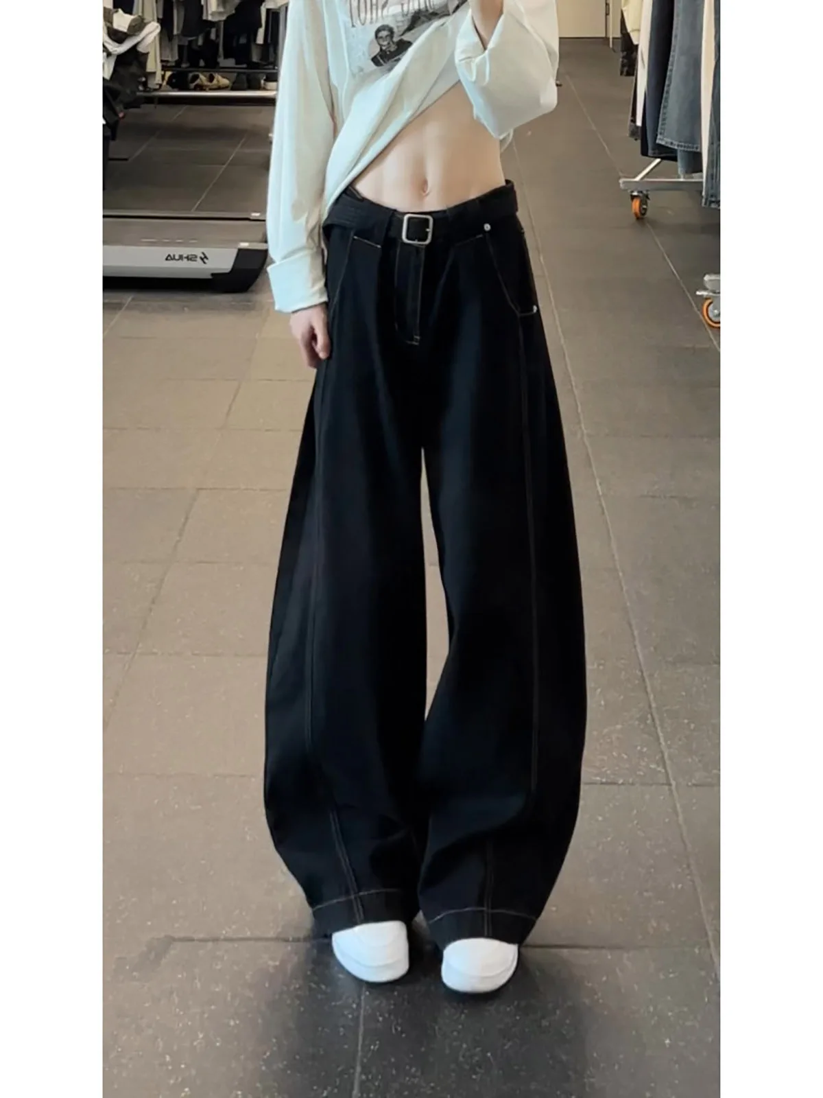 

Cleanfit Bla Harajuku Sle Loose Wide Leg Jeans Men's Haome American Sle Knife Straight Cut Floor Length Pants