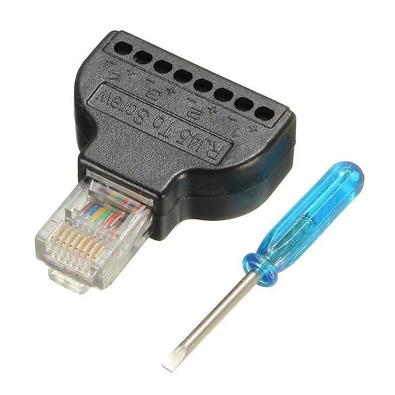 RJ45 Male to 8 Pin AV Screw Terminal Connector Screw Converter Network Cable Plug Ethernet Adapter for CCTV Internet Plug