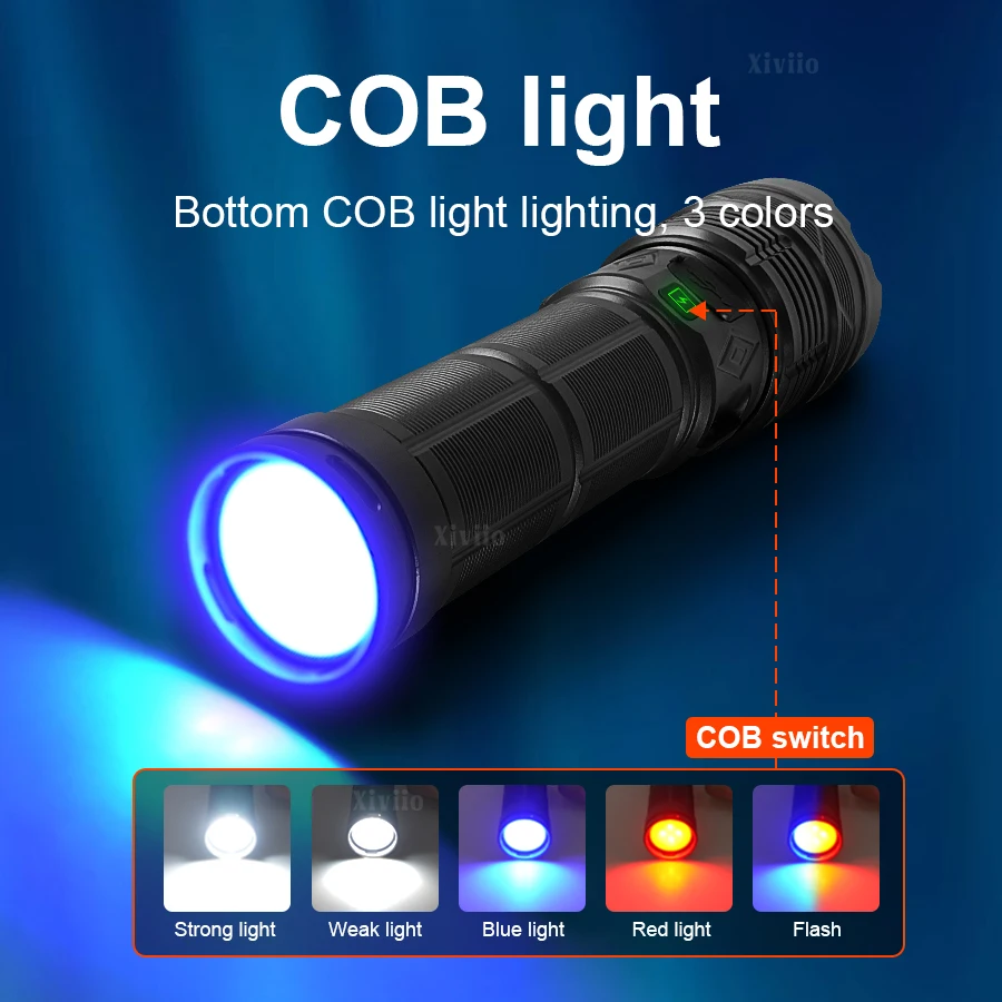 2025 3000W Super Bright High Power Power Strong Light Lant Lantern Long Receal 6 km المصباح القابل لإعادة الشحن مع مصباح خبز