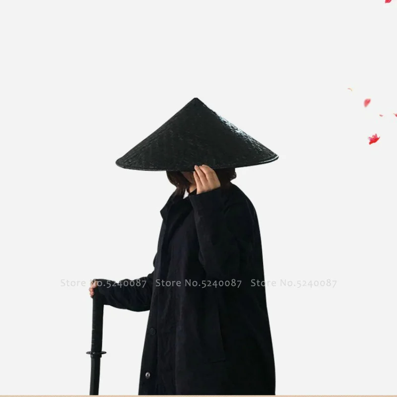 CosplayTraditional Chinese Style Kung Fu Bamboo Weave Hat Shaolin Japanese Samurai Cosplay Oriental Headwear Prop Shade Straw Ca