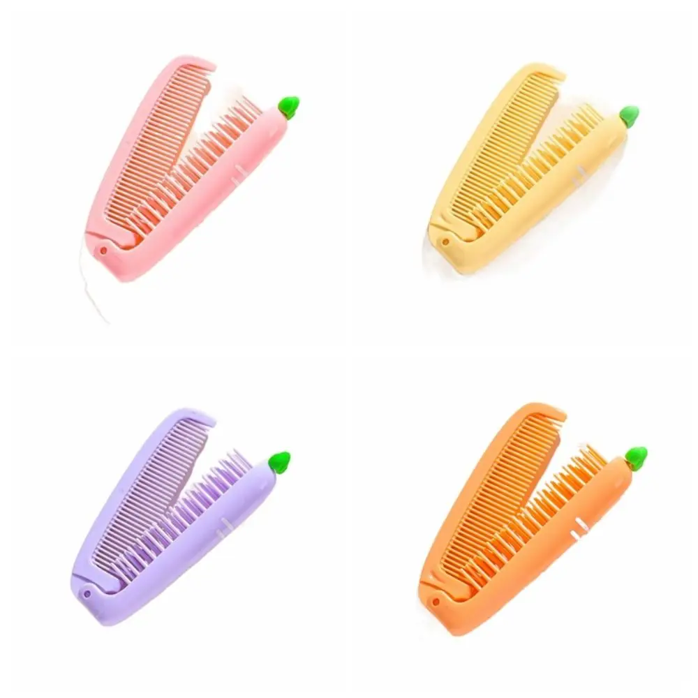 Portable Cartoon Foldable Hair Comb Carrot Detangling Folding Comb Anti-Static Professional Hair Brush Barber Accessories