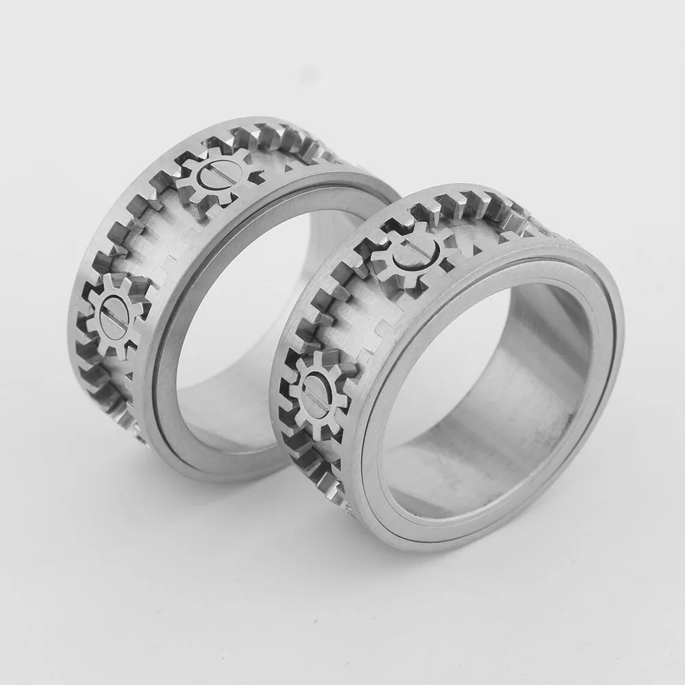 Titanium Steel Gear Rotatable Ring For Men And Women, Good Luck, Personality, Anxiety And Stress Relief Bracelets