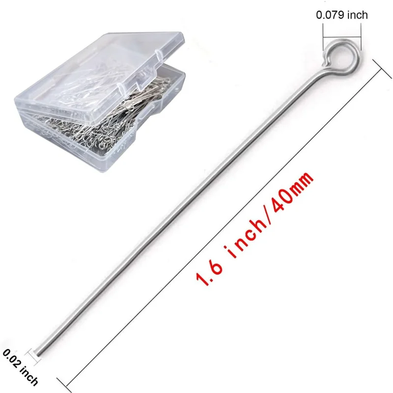 【RECOMENDAR】مجموعة دبابيس الرأس 300 قطعة 1.6 بوصة 304 دبابيس عين مفتوحة من الفولاذ المقاوم للصدأ لصياغة قلادة المجوهرات #6