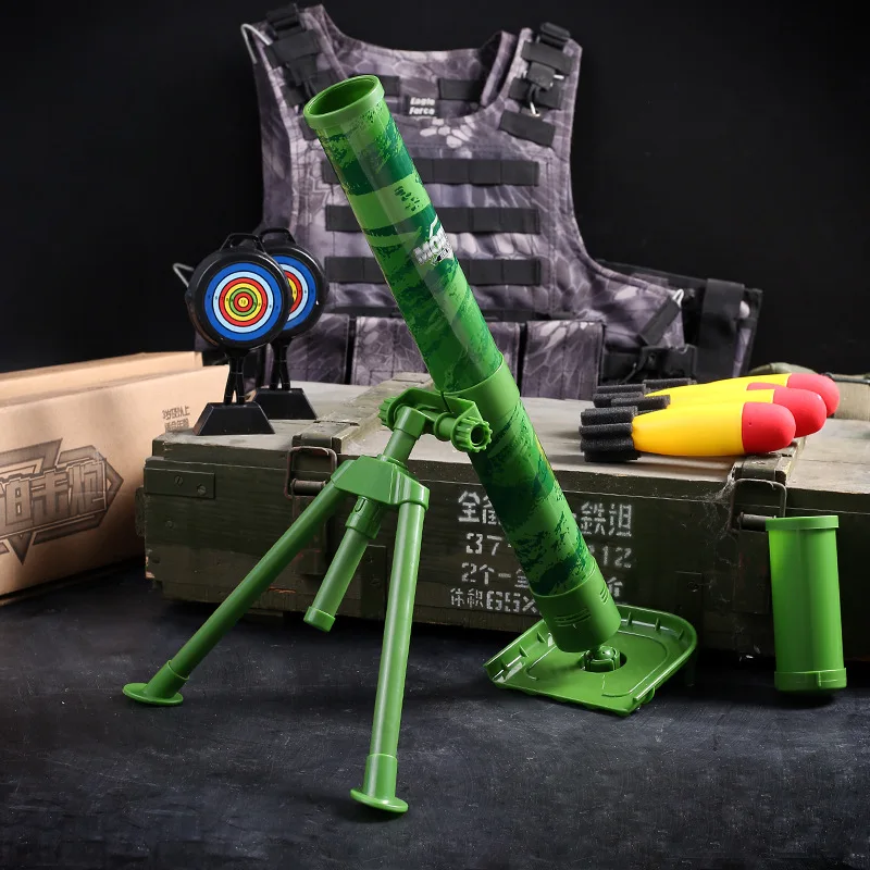 2023 New Children\'s Large Size Mortar Shells Toy Mortar Grenades Rocket Launch Shooting Toys for Boys Simulation Military Model